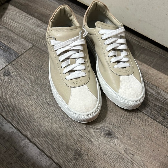 BOEMOS Italian Leather Sneaker Low Top Lace Up Women's Made in Italy Taupe WH - Picture 5 of 11